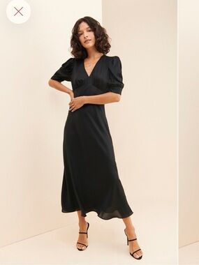 Current Air Black V-Neck Midi Skirt Dress